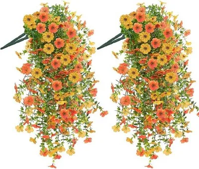 Immagine prodotto di Set di fiori artificiali da 6 pezzi - Con madonie e ortensie nei toni del giallo e dell'arancione