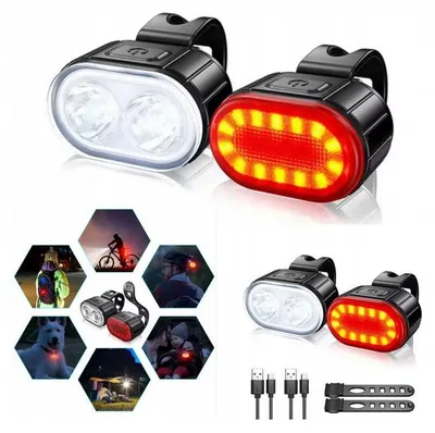 Zdjęcie produktu dla Lampa rowerowa przednia i tylna do roweru lampka mocna LED