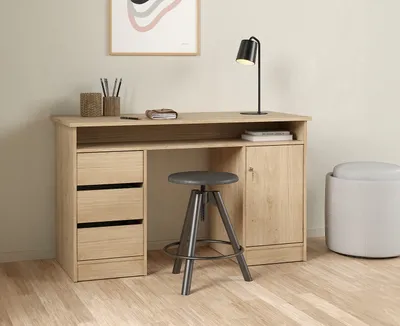 Image de Bureau Function Plus 1 porte + 3 tiroirs, couleur au choix : Jackson Hickory