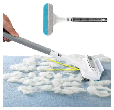 Produktbild von Tierhaarentferner für Möbel - Bürste zur Entfernung von Haaren von Teppichen - 4-in-1 Flusenreiniger mit langem Griff, Reinigungswerkzeuge für Zuhause, Wohnung, Bett, Möbel, Wäsche und Sofa