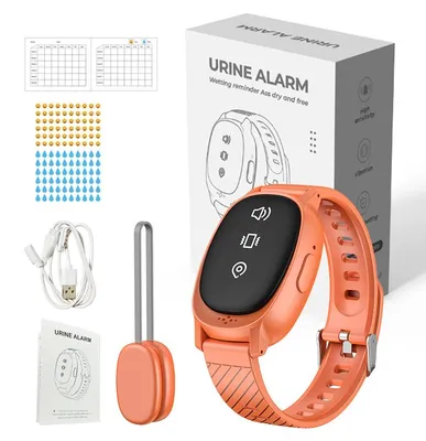 Produktbild von ZELURXX Drahtloser Bettnässer-Alarm für Kinder und Senioren, Enuresis Sensor, Nachtalarm, wasserdicht, für Pflege und Training bei Bettnässen, Größe S, Orange