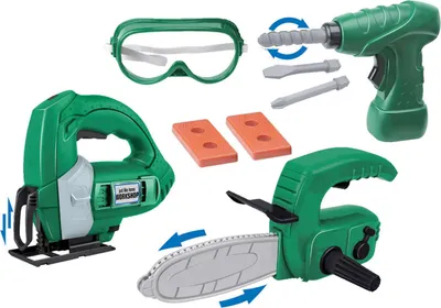 Produktbild von Luna Kinder Werkzeug-Set 9-tlg. Bohrschrauber Stichsäge Kettensäge m. Funktionen