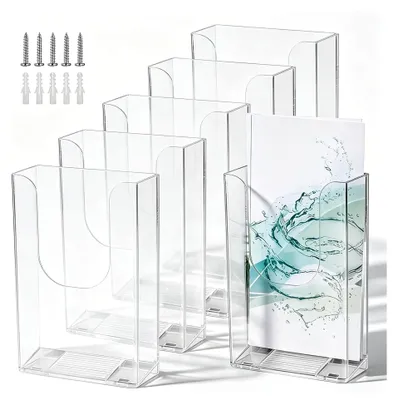 Produktbild von 6 Wandprospekthalter A6 zur Wandmontage aus transparentem Acryl
