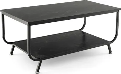 Produktbild von Marmor Couchtisch Rechteckiger Couchtisch mit 2 Ebenen 105 x 55 x 46,5 cm Schwarz
