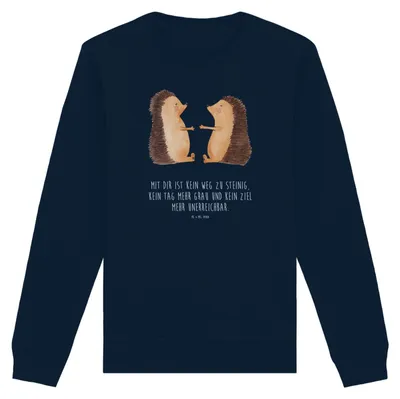 Produktbild von Mr. & Mrs. Panda Baumwoll Pullover Igel Liebe Größe S - French Navy - Geschenk, Sweater, Sweatshirt, Freundin, Hochzeitstag, Partner, Organic Baumwolle, Bio, Verlobung