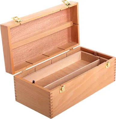 Produktbild von Pinselkasten aus Holz | 40x20x15 cm, Buche | Künstlerbox für Pinsel