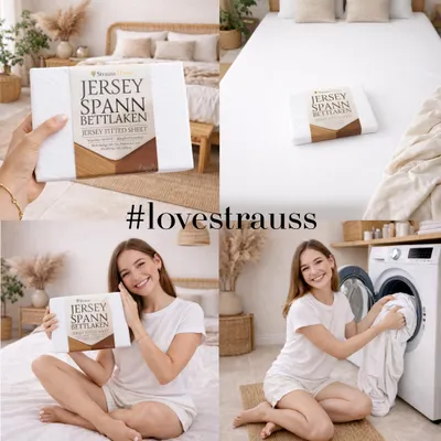 Produktbild von Strauss Home® Premium Spannbettlaken – 160 g/m² Gekämmte Baumwolle – Jersey in Hotelqualität – Formstabil & Langlebig – Rundumgummi – Für Matratzen bis 27 cm – 120x200-120x220 cm - Dunkelgrau / Taupe