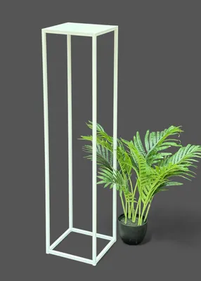 Image de DanDiBo Tabouret pour fleurs Métal Blanc Angulaire 100 cm Support pour fleurs Table d'appoint 96569 Colonne pour fleurs Support pour plantes Tabouret pour plantes Moderne