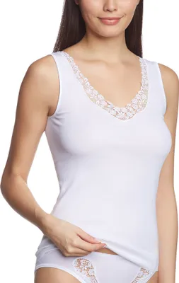 Image de Calida Calida Femme Feminin Sense Top sans manches en coton, débardeur avec dentelle, uni 2440-10-00106