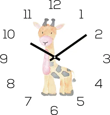 Produktbild von Wanduhr Zootiere 30x30cm Glas Giraffe Kinder Uhr Glasbild Tiermotiv Wanddeko