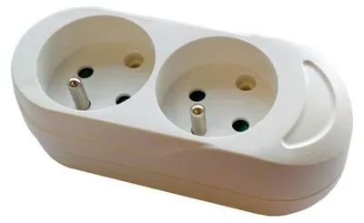 Imagen del producto de Enchufe doble portátil con/sin protección IP20, 250V, 16A, color blanco / 24912
