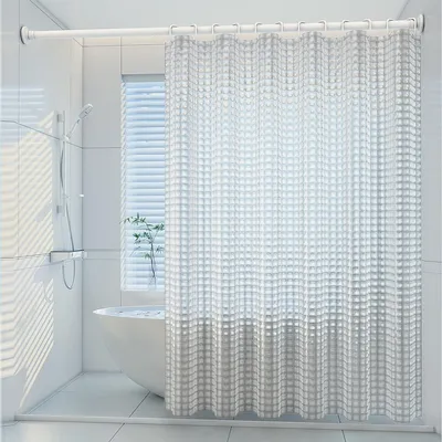 Produktbild von EVA-Kristall-Duschvorhang 150 x 200 cm, 3D-transparent, schimmelresistent, waschbar, mit Kunststoffhaken