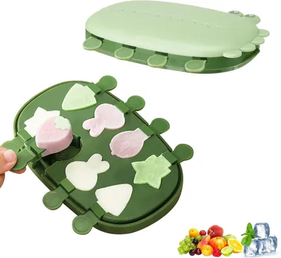 Produktbild von Dinosaurier Eisformen Silikon 8 Fächer,BPA-frei Käsespießform, mit Deckel und Griff, wiederverwendbar,Eiscremeform für Kinder und Erwachsene