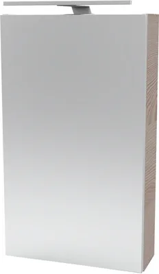 Produktbild von Fackelmann B.CLEVER Spiegelschrank mit LED-Beleuchtung  Alibertschrank für Bad und Gäste-WC (40 x 68 x 15,3 cm)  SBC Badschrank mit Spiegel in Holz Braun  Tür rechts