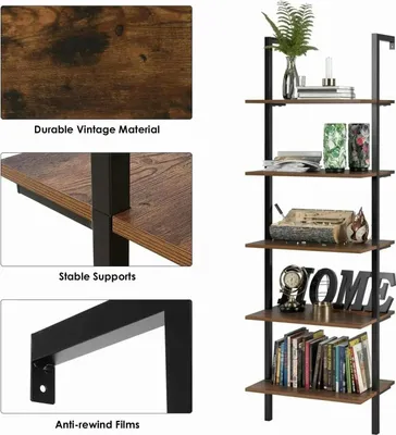 Immagine prodotto di Scaffale industriale - Libreria - 5 livelli - Legno - Modernamente minimalista - 60x35x185 cm