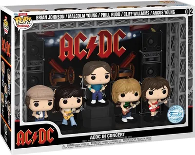 A Funko Pop! Deluxe Moment box set featuring the band AC/DC in concert.