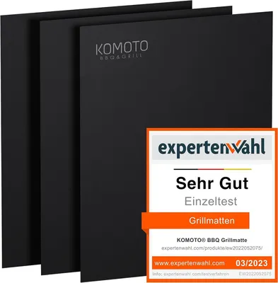 Produktbild von KOMOTO® BBQ Grillmatte (3er Set) 50x40 cm I Extra Dick I Grillmatten für Gasgrill und Holzkohle I Perfekte Alternative zur Grillplatte I Grillzubehör