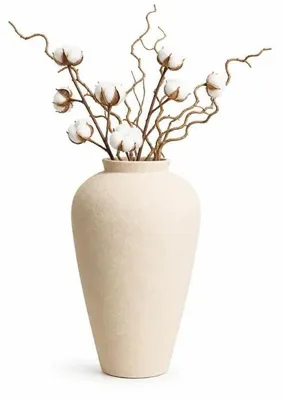 Image de Vase Vela en terracotta fait main 42 x 13 cm beige crème