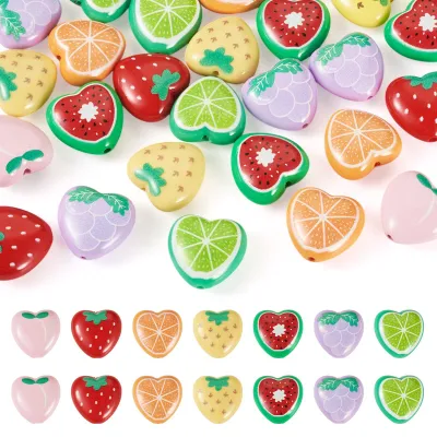 28 Herz-Acrylperlen Fruchtmotive für DIY-Schmuck