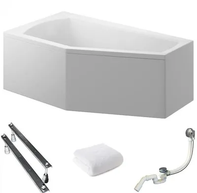 Obrázok produktu pre Aqua For You | Asymetrická vaňa Selena – 160 x 90 cm – antibakteriálna povrchová úprava – s obložením – rohová vaňa – ľavostranná – akryl
