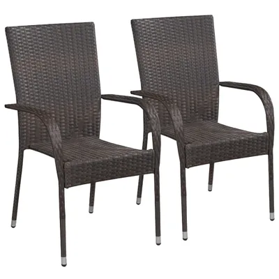 Produktbild von Stapelbare Gartenstühle 2 Stk. Poly Rattan Braun