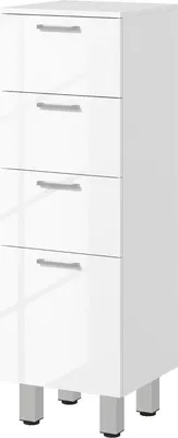 Image de Armoire de salle de bain étroite, Armoire de toilette avec étagère réglable, 3 tiroirs, Armoire de salle de bain pour petits espaces Salle de bain, Salon 30 x 30 x 93 cm, Blanc, 30 cm, 93 cm, Bois