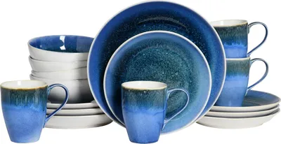Produktbild von CreaTable, 24302, Caldera Blau, Kombiservice 16-tlg, Steinzeug