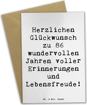 Produktbild von Mr. & Mrs. Panda babykarte Spruch 86. Geburtstag - Weiß - Geschenk, Wertschätzung, Liebe, 86 Jahre, Grußkarten, weihnachtskarten, glückwunschkarten, Geburtstagsgeschenk