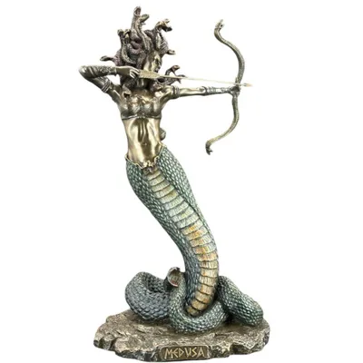 Immagine prodotto di Medusa Gorgone Figura mitologica Scultura decorativa Statua decorativa per soggiorno Figura da collezione Idea regalo Scaffale da ufficio Effetto bronzo Veronese WU77710A4