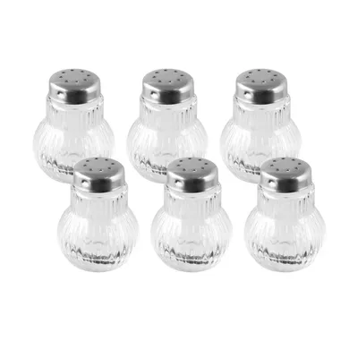 Produktbild von Fackelmann Mini-Streuer RUBIN, Salz- und Pfefferstreuer aus Glas, Gewürzstreuer für einfaches Dosieren (Farbe: Silber/Transparent), Menge: 6 Stück
