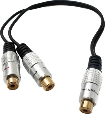 Obrázek produktu pro SYSTEM-S Y Cinch RCA kabel 25 cm s 1-pinovou zásuvkou na 2x audio zásuvku v černé barvě