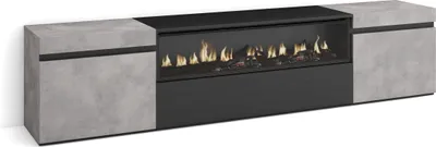 Immagine prodotto di COZY Mobile TV Soggiorno, 200x35x45cm, Per TV fino a 80, Camino elettrico, Cemento