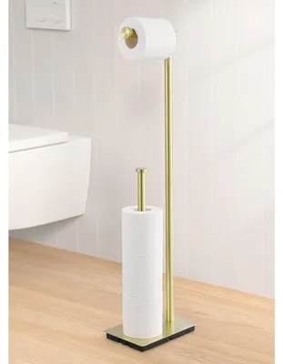 Immagine prodotto di Portarotolo da pavimento, acciaio inossidabile spazzolato, finitura dorata, altezza 750 mm, capacità per 4 rotoli