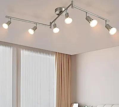 Produktbild von ZMH LED Deckenstrahler 6 Flammig Wohnzimmer - Deckenleuchte Modern Deckenlampe GU10 Deckenspot Schwenkbar 350°Drehbar Spot Strahler Lampe Edelstahl Decke Schlafzimmer innen Ohne Leuchtmittel