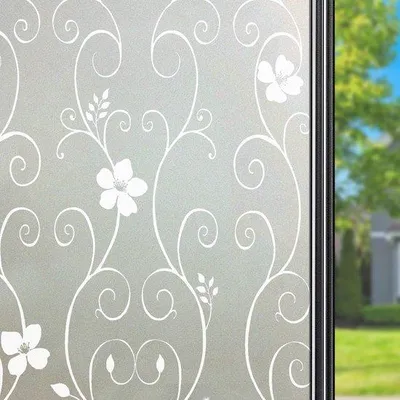 Image de Film mat pour vitrages « Fleurs » - Protection de l'intimité pour fenêtres et portes - Autocollant et recyclable - 44,3 x 200 cm