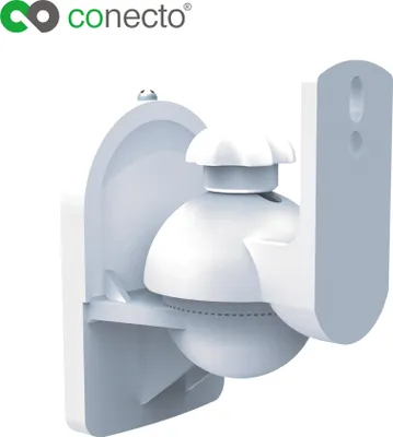 Produktbild von conecto CC50299 Lautsprecher Universal-Wandhalterung, neigbar: -20° bis 20°, schwenkbar: -70° bis 70°, Wandabstand: 64mm, Traglast: max. 3,5kg, 4er-Set, weiß