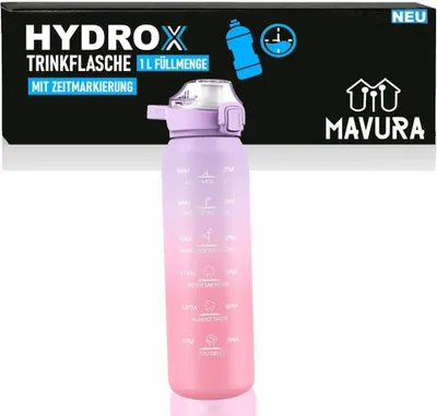 Immagine prodotto di HYDROX borraccia con indicatore del tempo bottiglia sportiva bottiglia d'acqua sport yoga 1 litro