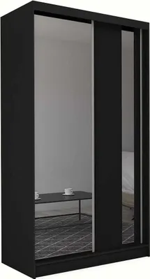 Produktbild von AGMAT Schwebetürenschrank Anzio, Kleiderschrank mit 2 Türen, Moderne Garderobe in Farbe: Schwarz, Schrank in Größe: 120 x 216 x 61 cm