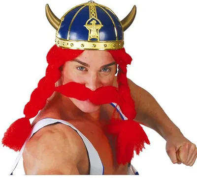 Produktbild von Gallier Helm Karneval Accessoire Fasching Viking Kriegerhorn Blau, Farbe: Blau