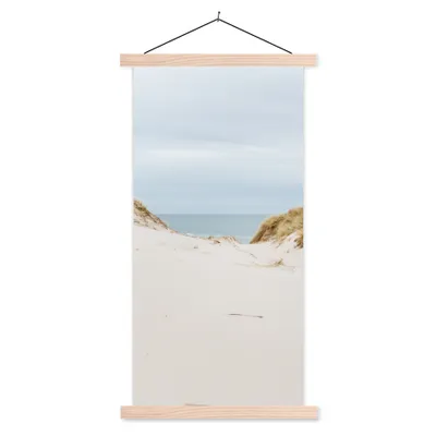Produktbild von MuchoWow® Textilposter Das Meer hinter den Dünen 60x120 cm mit holzfarbenen Rahmen - Holz