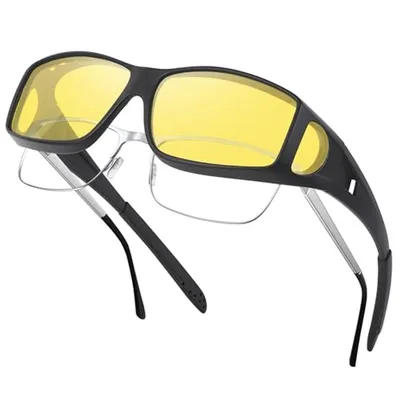 Produktbild von Nachtfahrbrille über Brille – Gepolarisiert, Gelbe Gläser, Anti-Blendung