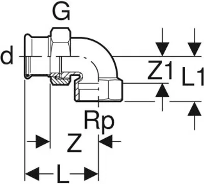 Produktbild von Geberit 65388 Mapress Kupfer Übergangswinkel