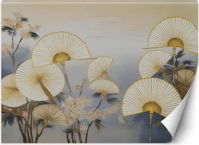 Produktbild von Vlies fototapete Japanische Fächer abstrakt 150x105 cm Feeby Beige inkl. Kleber einfache Montage