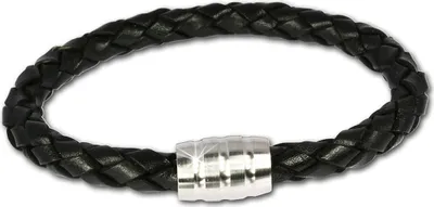 Productafbeelding van SilberDream lederen armband, zwart, met roestvrijstalen sluiting, model D2LS1803