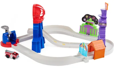 Produktbild von PAW Patrol , True Metal Total City Rescue Movie Rennstrecken-Set mit exklusivem Marshall-Fahrzeug, Maßstab 1:55 Scale, Spielzeug für Kinder, Fahrzeug- & Schienen-Set, 3 Jahr(e), Kunststoff, Mehrfarbig