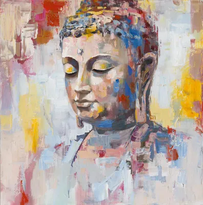 Produktbild von ArtUniverse Leinwandbild Farbreflektion Buddha 100 x 100 cm