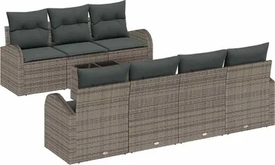 Image de Ensemble de canapés de jardin vidaXL, gris, 55 x 55 x 37 cm, en rotin synthétique