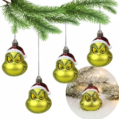 Obrázok produktu pre The Grinch Sada vianočných ozdôb, plastové vianočné ozdoby v krabici, SADA 4 kusov