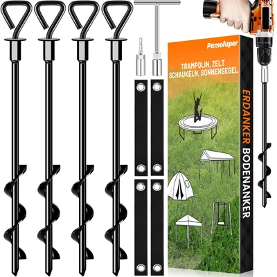 Produktbild von Omgoods – Set aus 4 Trampolinankern mit Befestigungsriemen und T-Haken