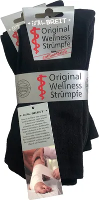 Produktbild von 2er-Pack Strümpfe schwarz extra breit Wowerat